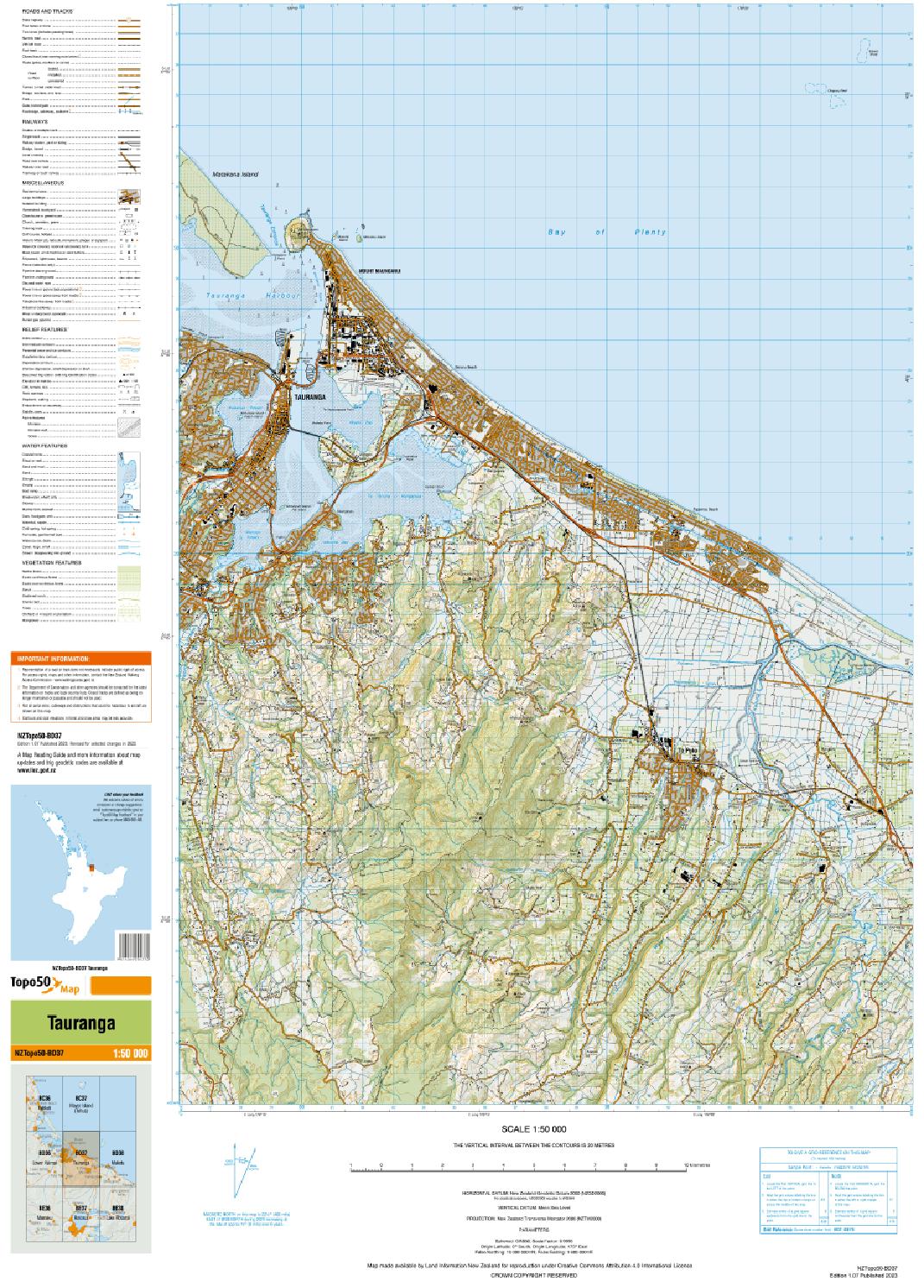 Topo map of Tauranga