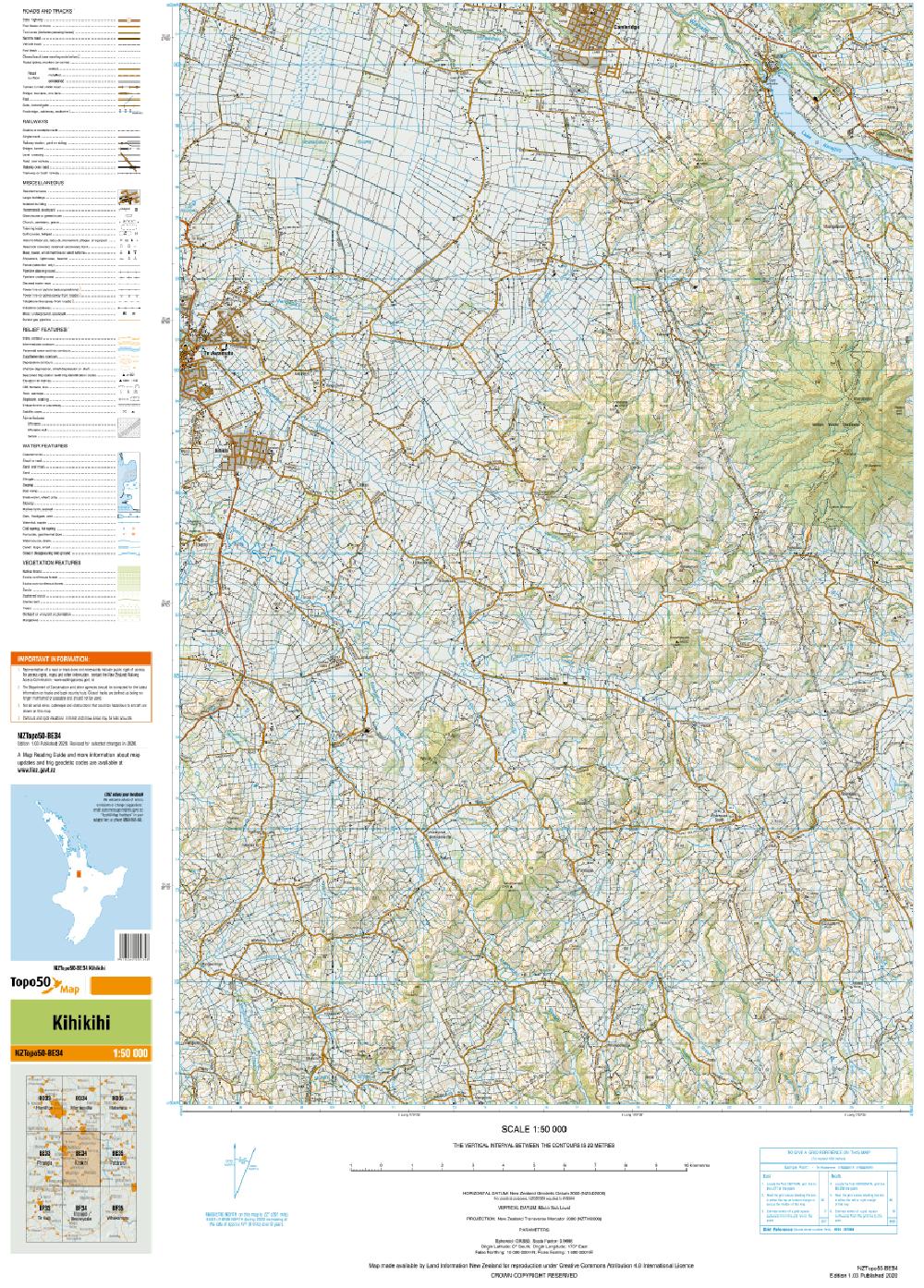 Topo map of Kihikihi