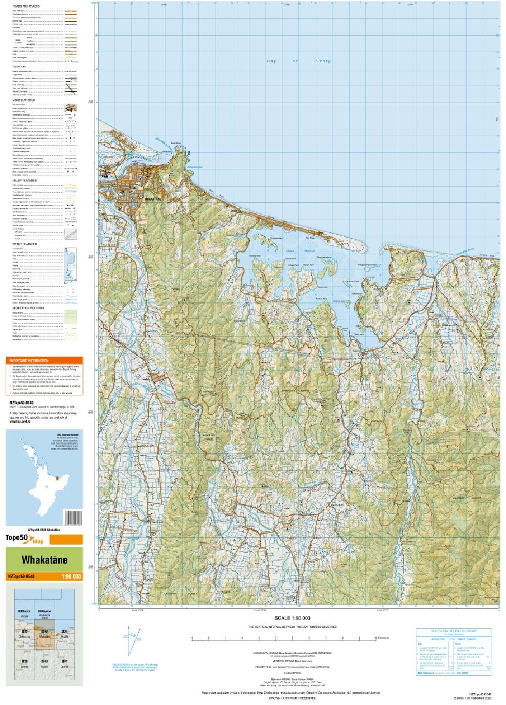 Topo map of Whakatāne