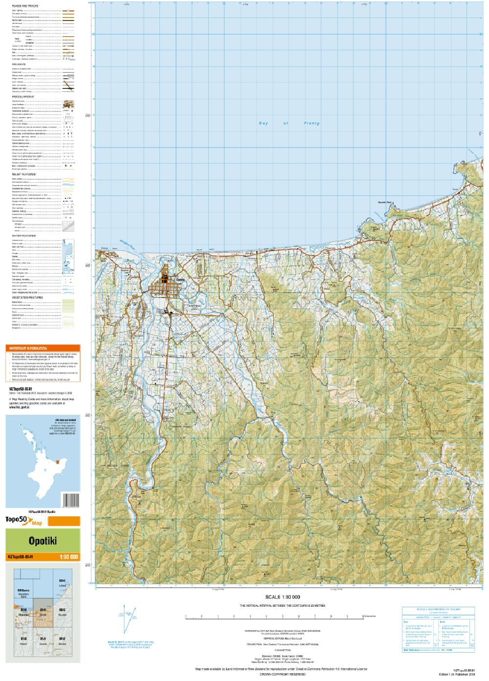 Topo map of Ōpōtiki