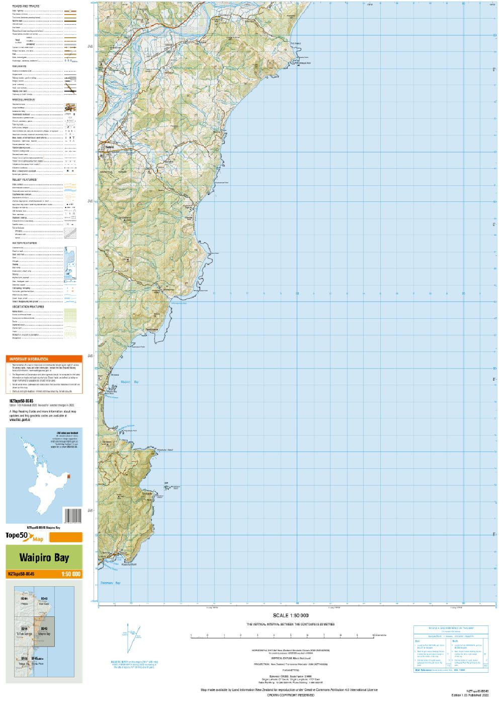 Topo map of Waipiro Bay