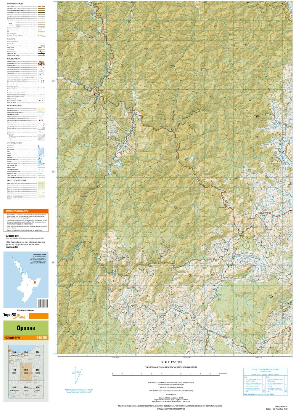 Topo map of Oponae
