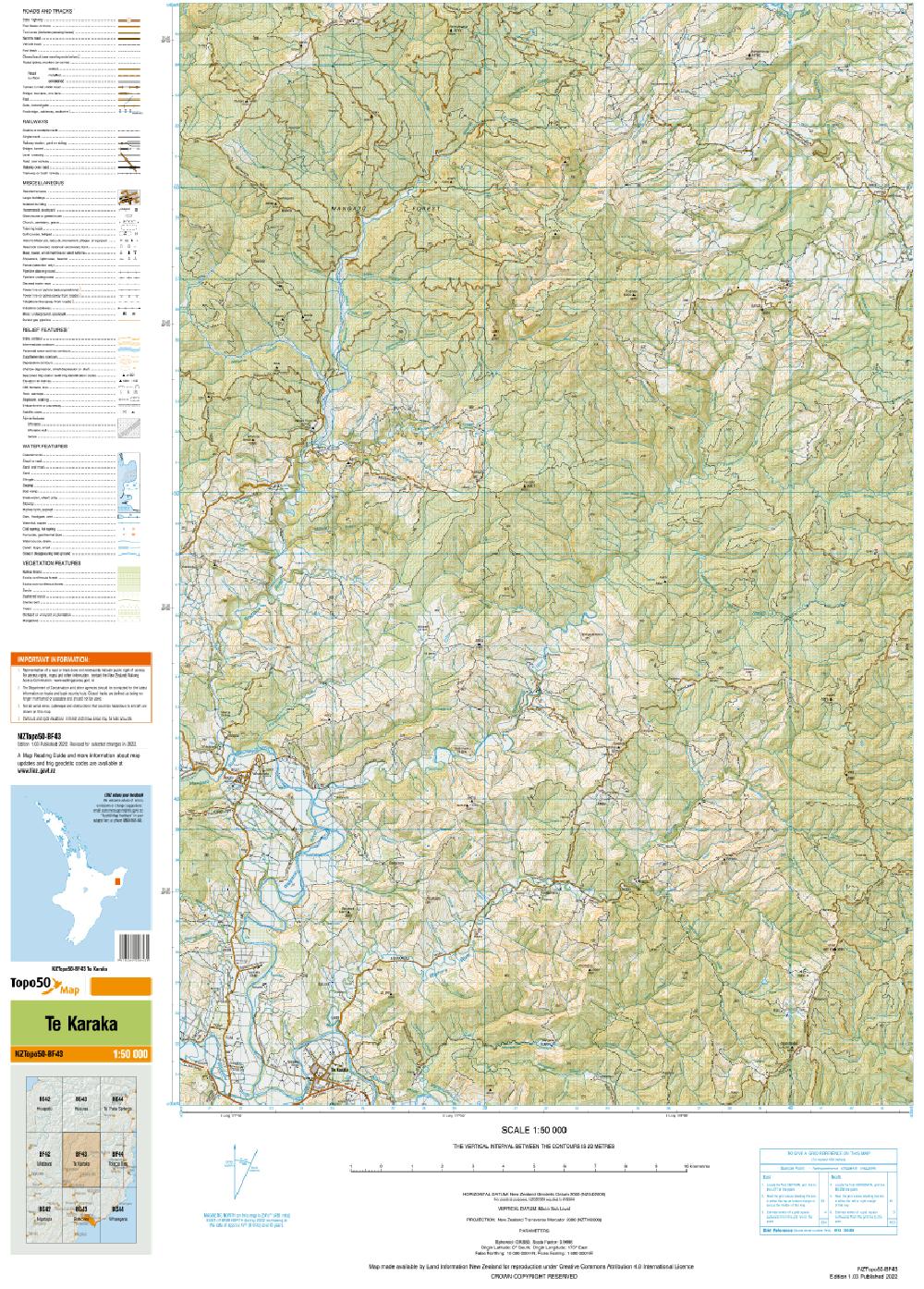 Topo map of Te Karaka