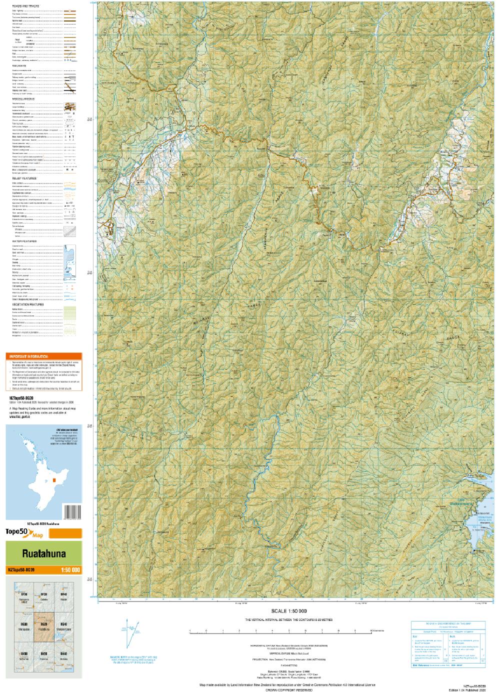 Topo map of Ruatahuna