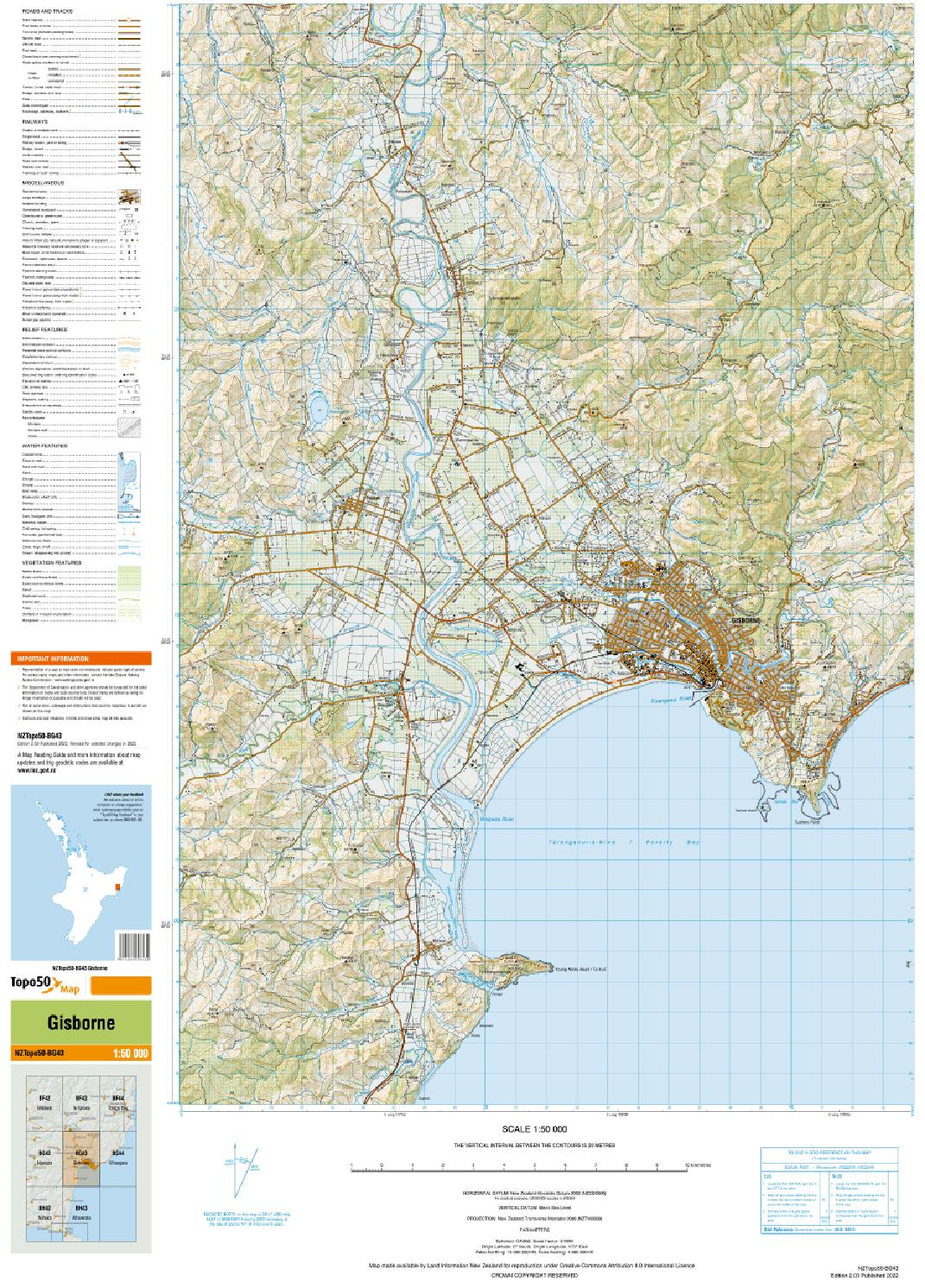 Topo map of Gisborne