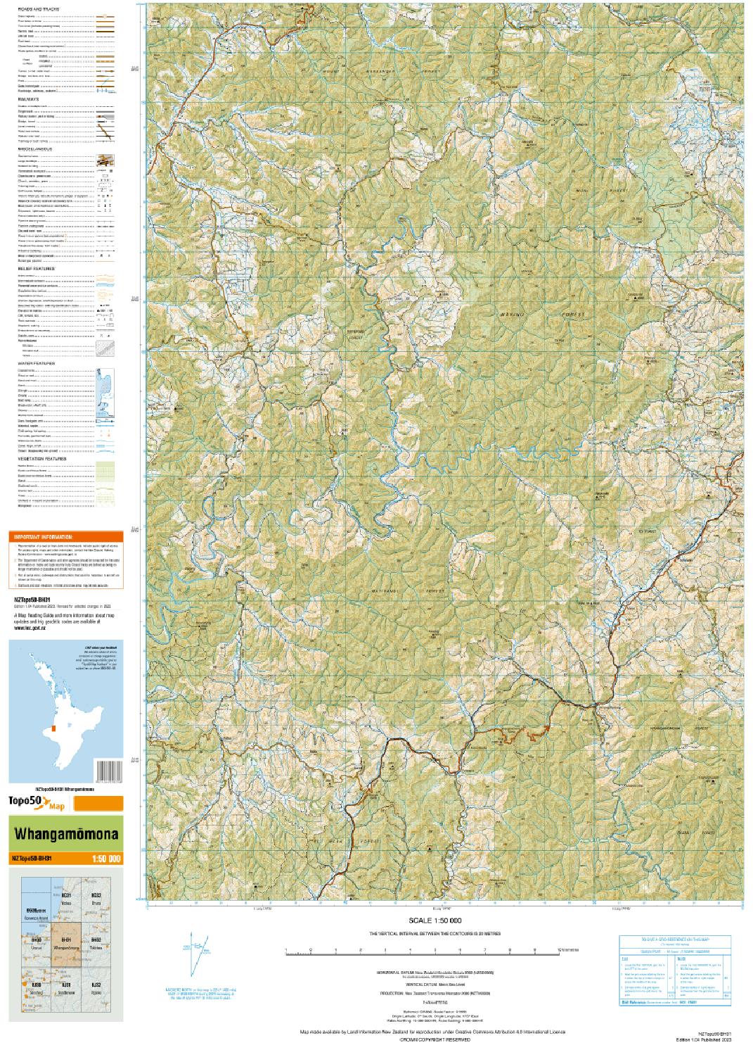 Topo map of Whangamomona