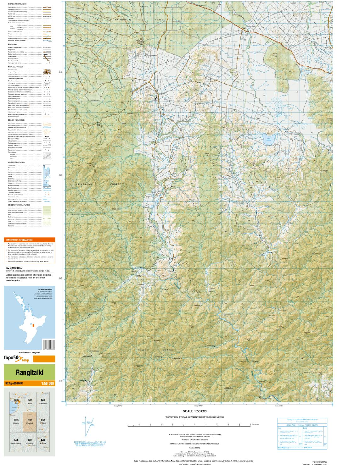 Topo map of Rangitaiki
