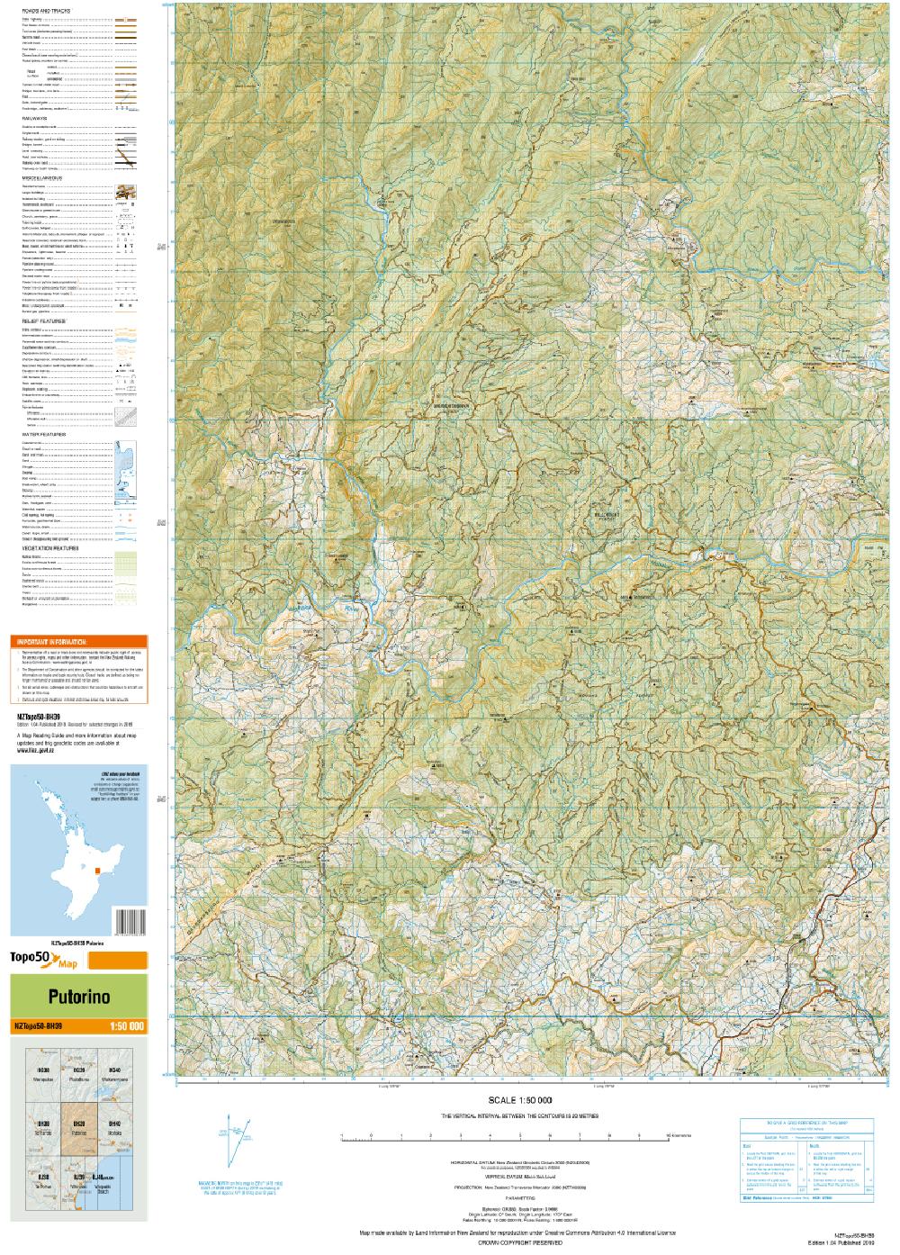 Topo map of Putorino