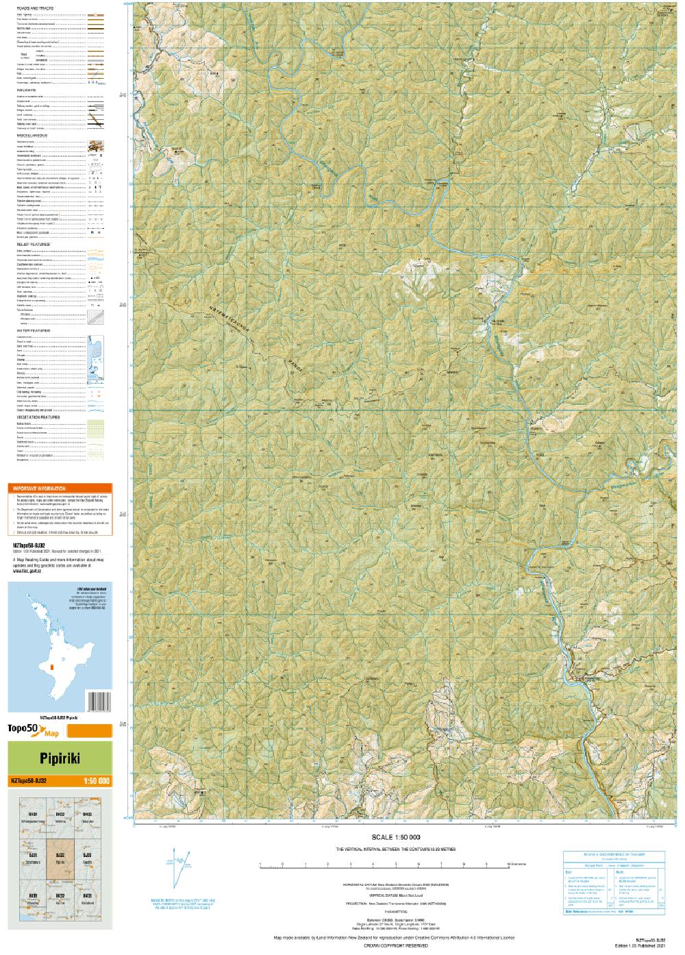 Topo map of Pipiriki