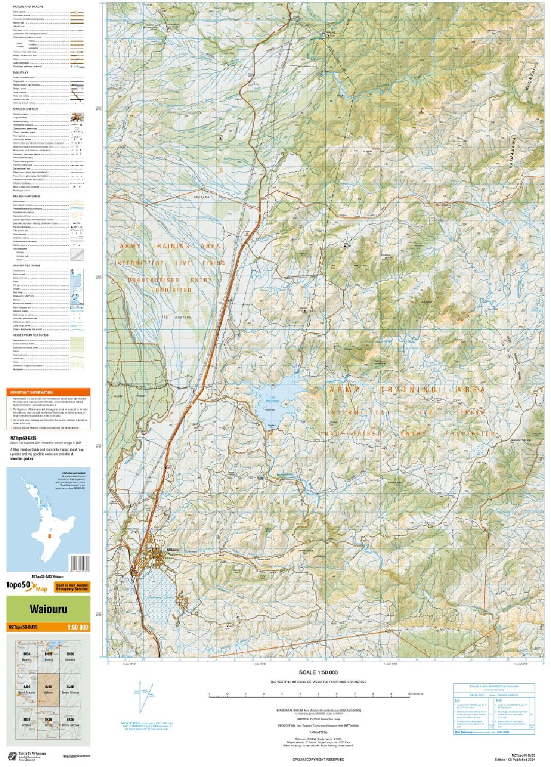 Topo map of Waiouru