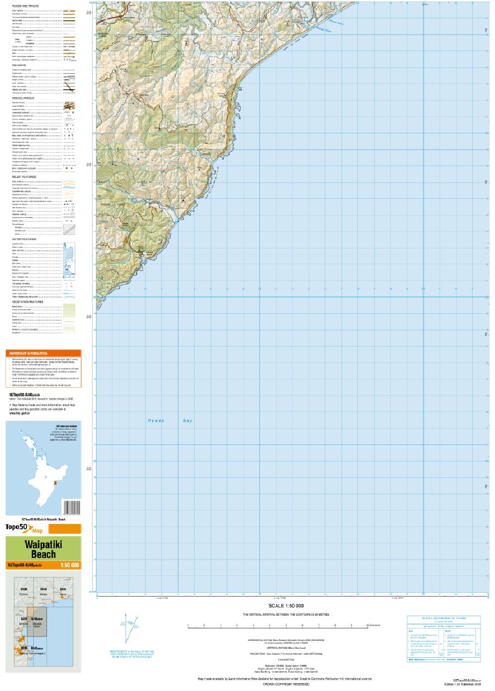 Topo map of Waipatiki Beach