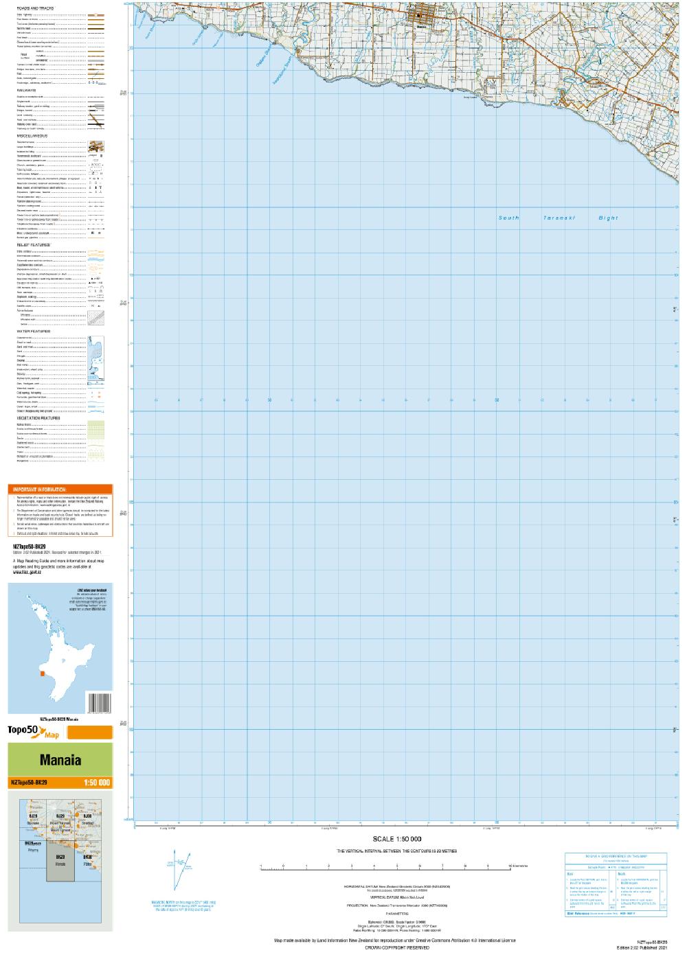 Topo map of Manaia