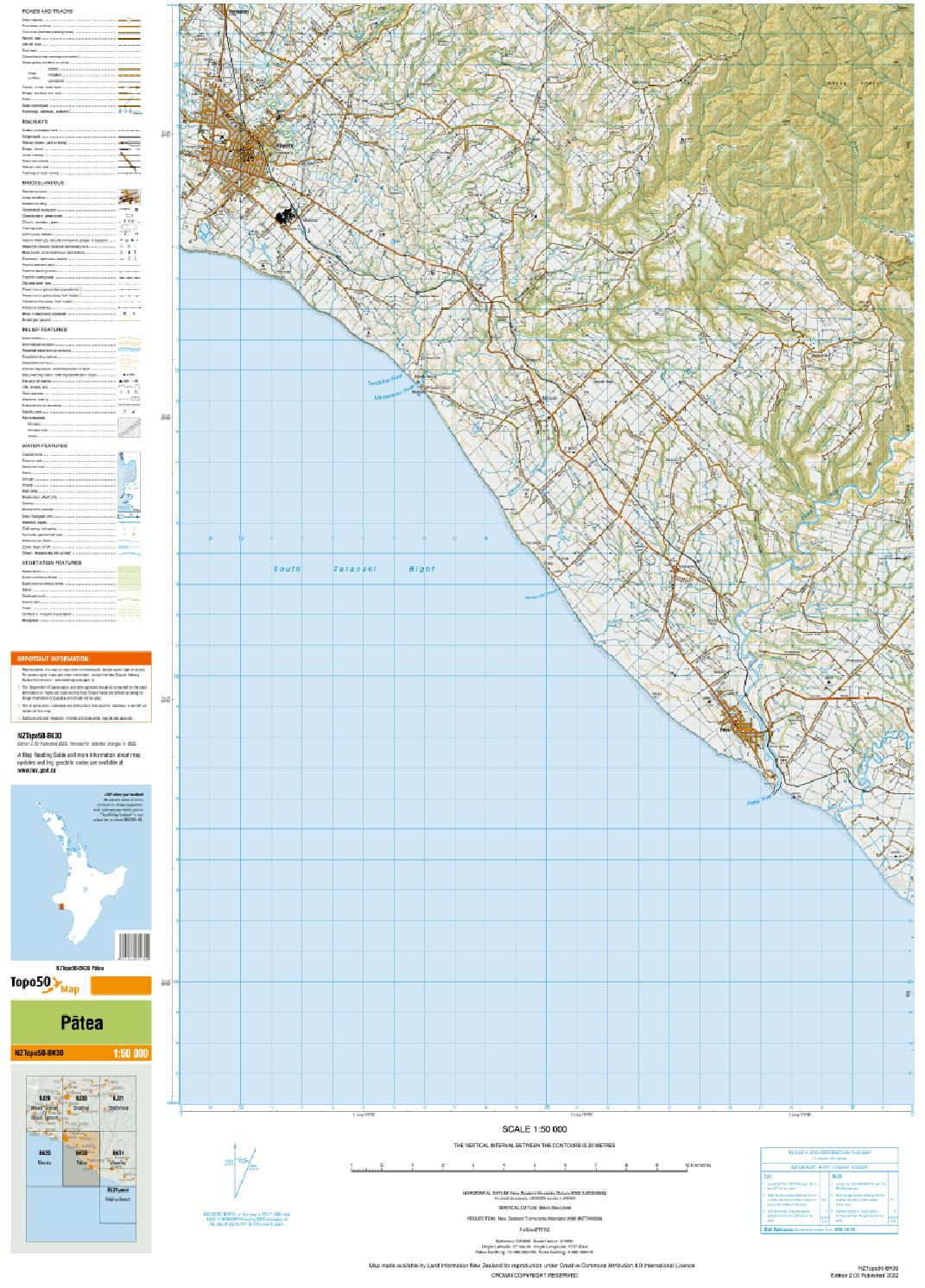 Topo map of Pātea