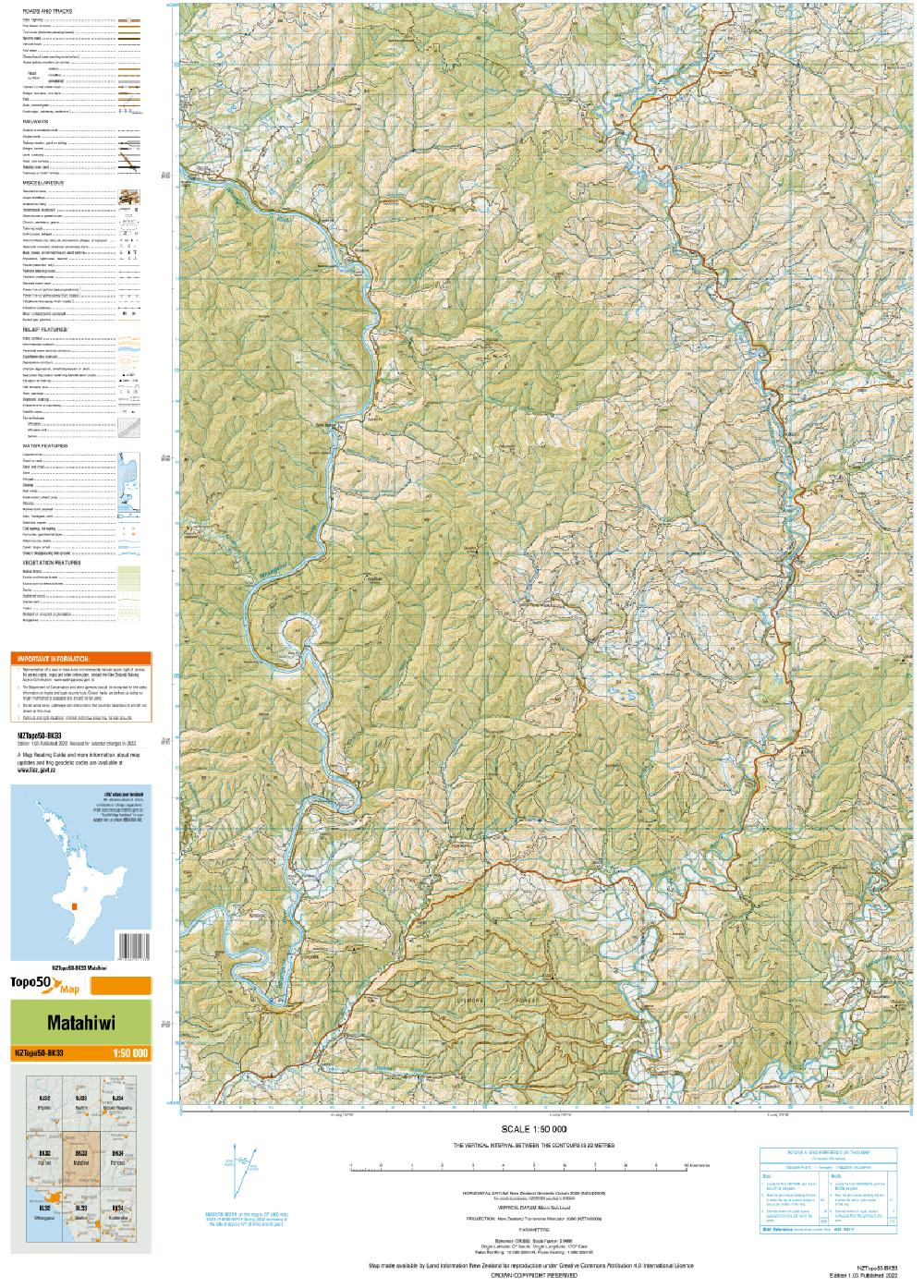 Topo map of Matahiwi