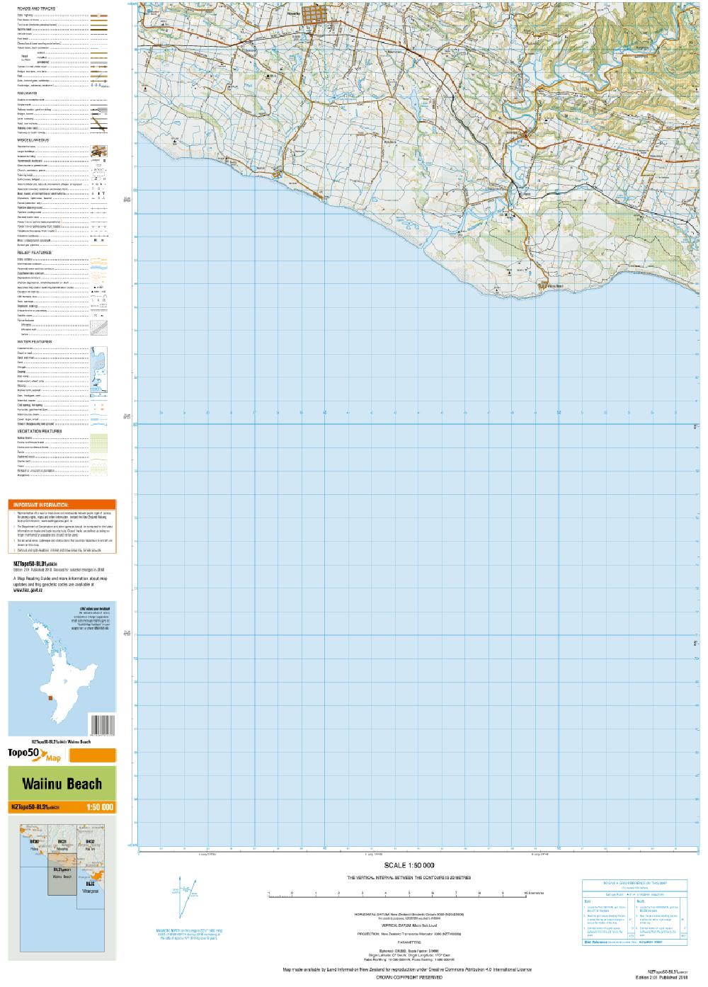 Topo map of Waiinu Beach