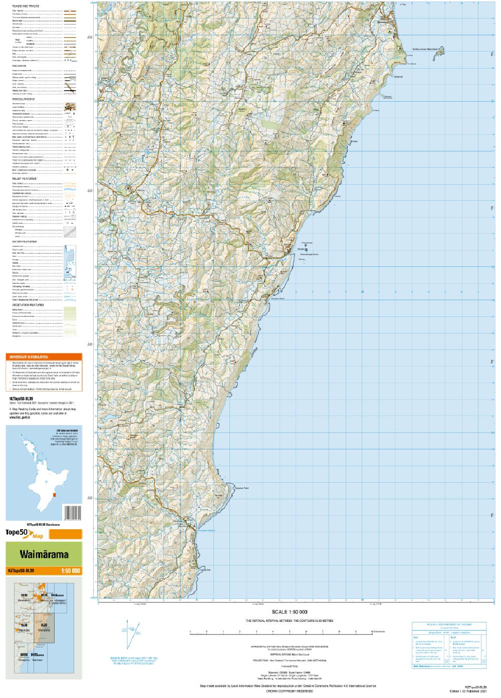 Topo map of Waimarama