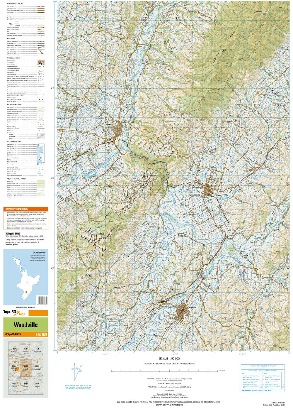 Topo map of Woodville