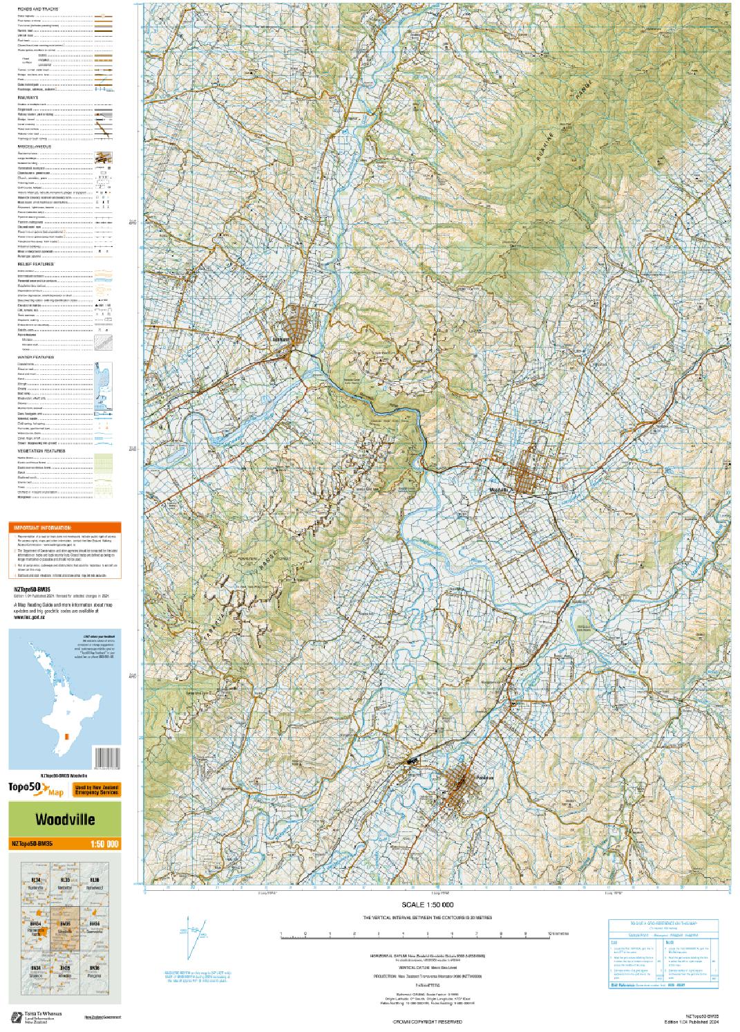 Topo map of Woodville