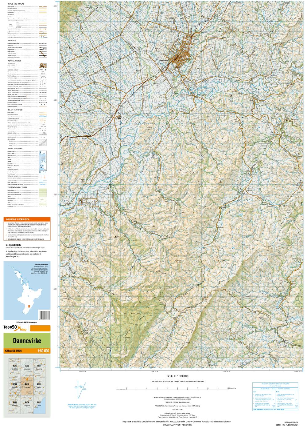 Topo map of Dannevirke