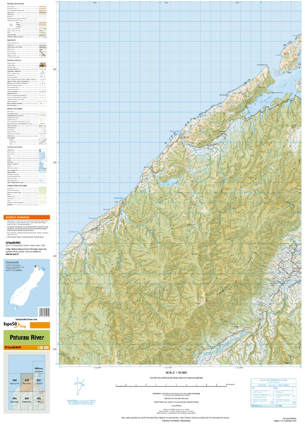 Topo map of Paturau River