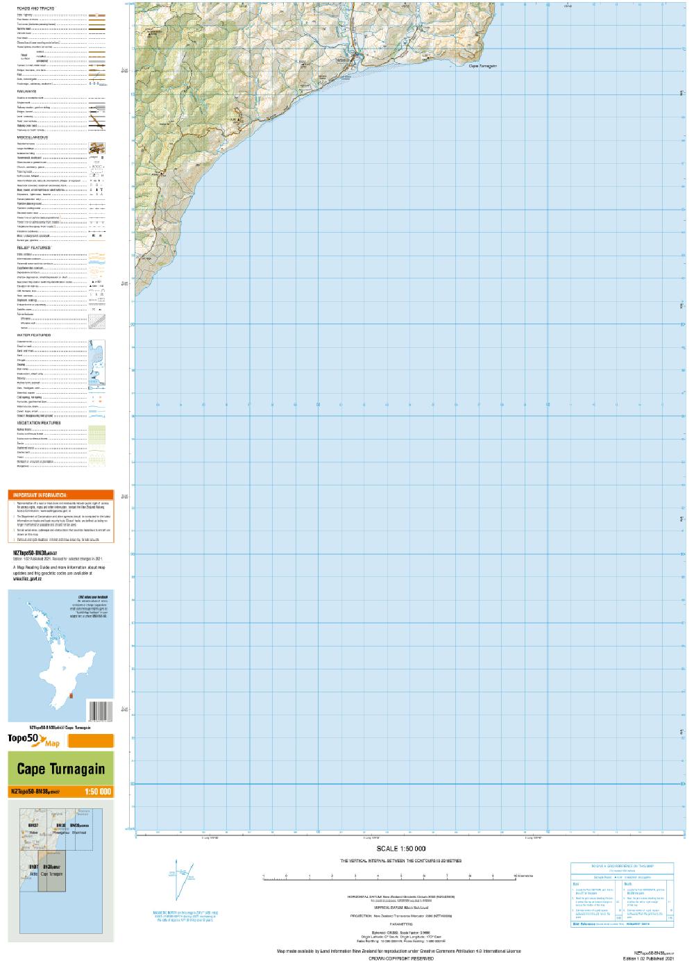 Topo map of Cape Turnagain
