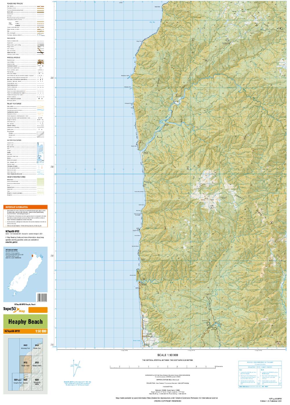 Topo map of Heaphy Beach