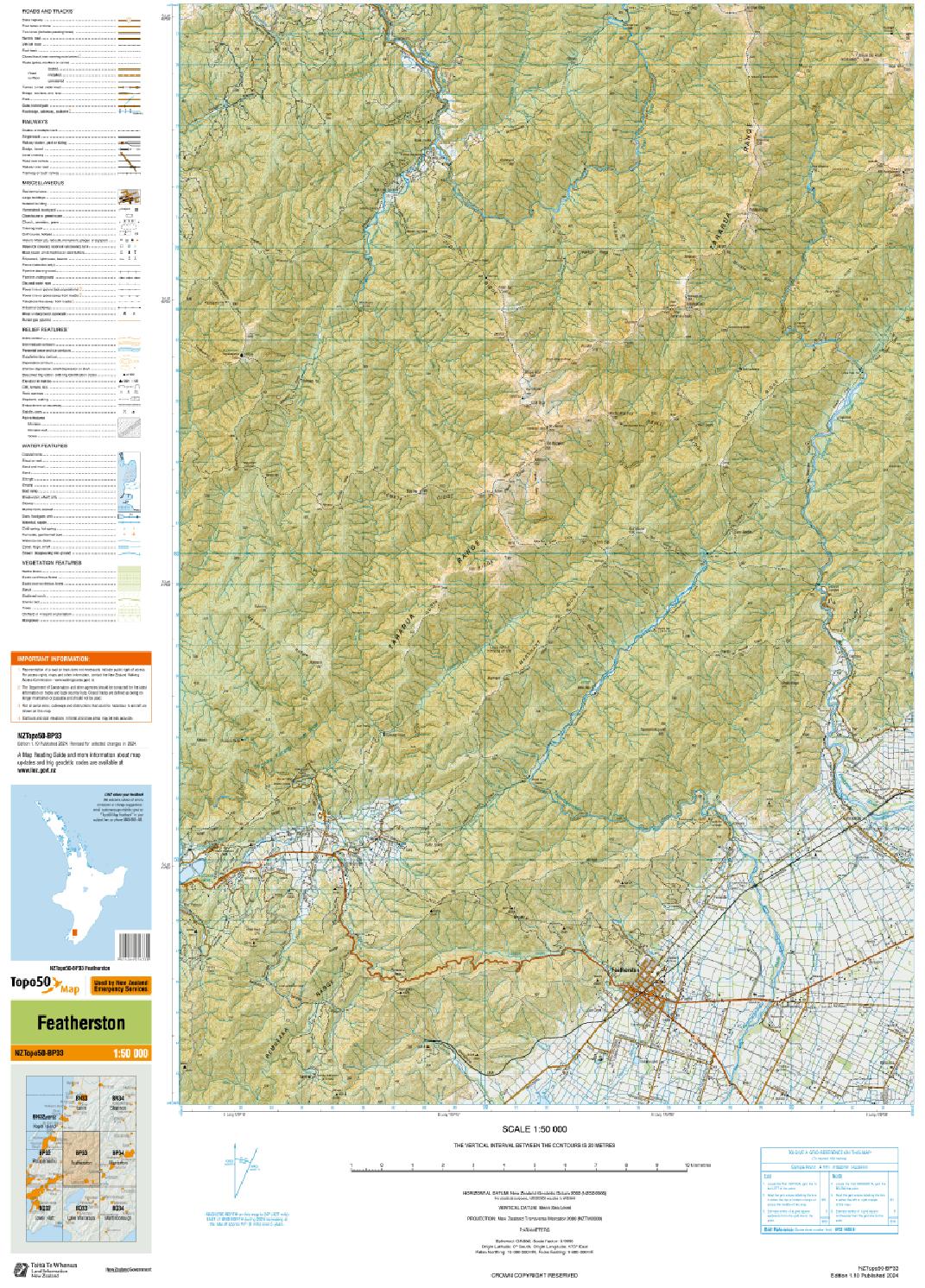 Topo map of Featherston