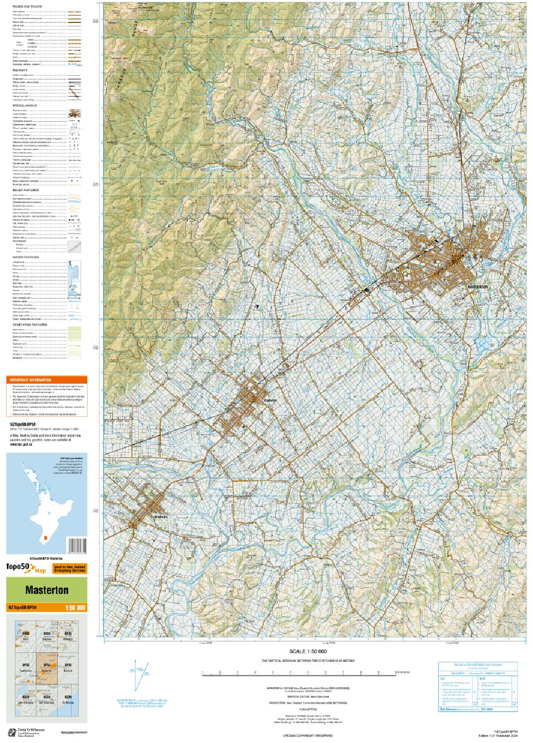 Topo map of Masterton