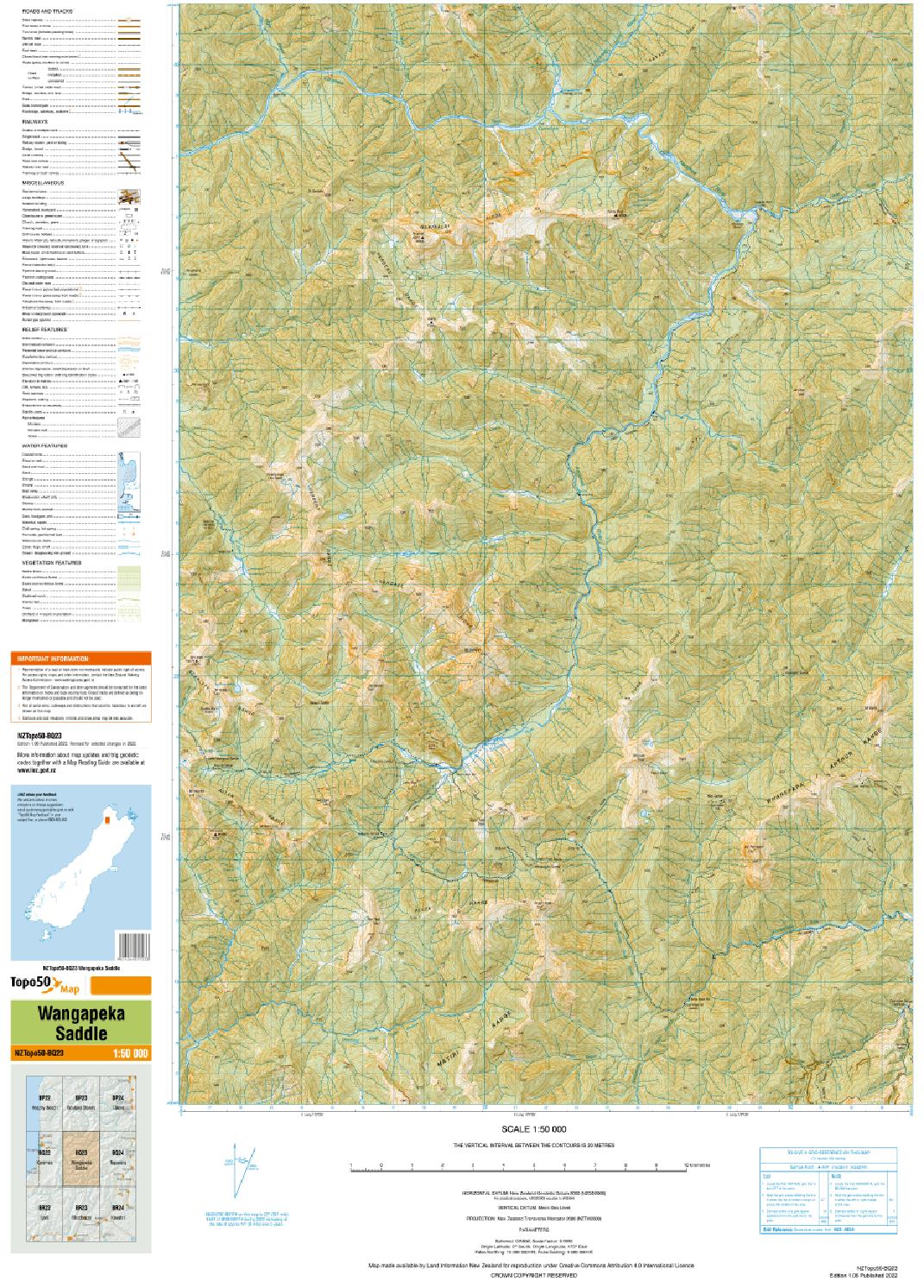 Topo map of Wangapeka Saddle