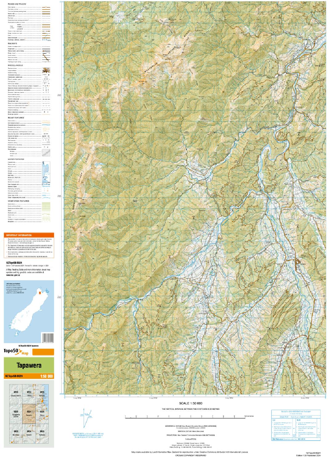 Topo map of Tapawera