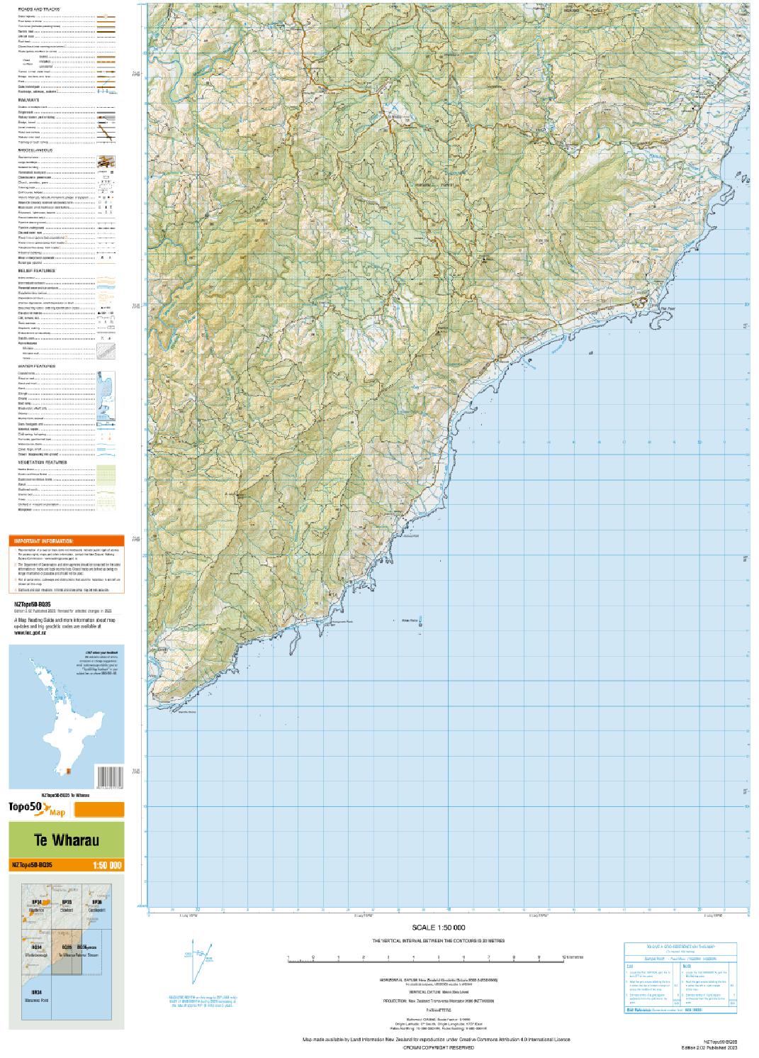 Topo map of Te Wharau