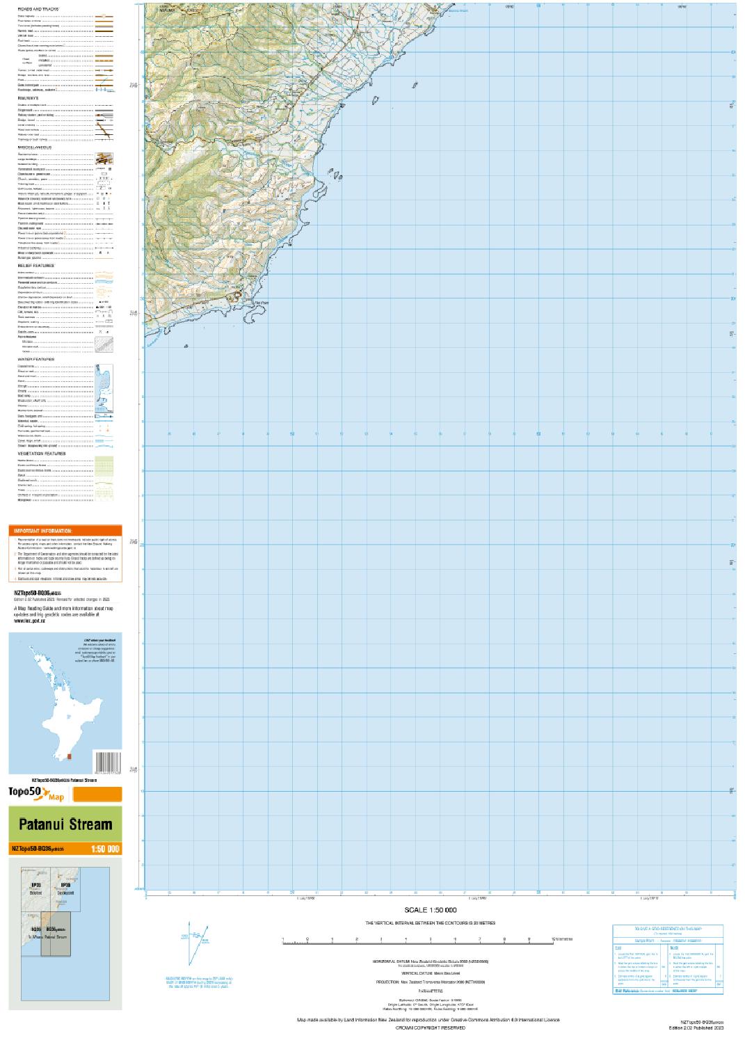 Topo map of Patanui Stream