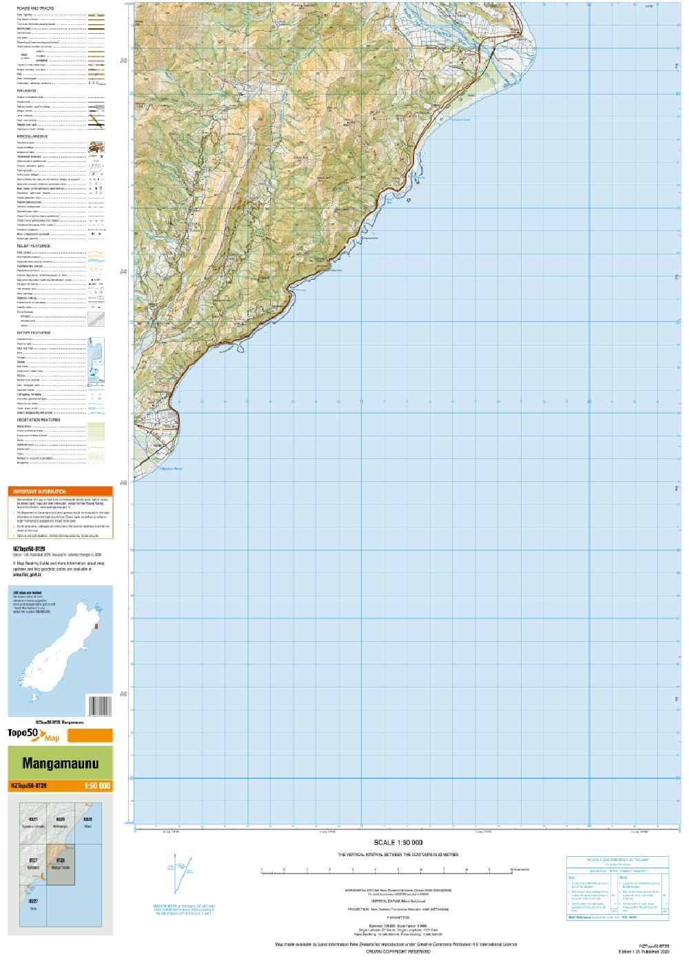 Topo map of Mangamaunu