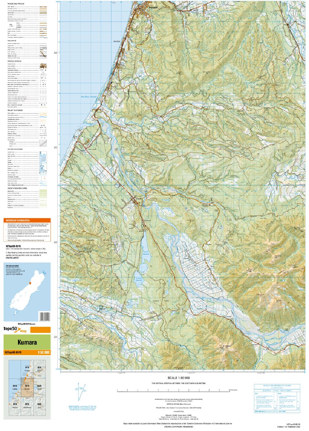 Topo map of Kumara