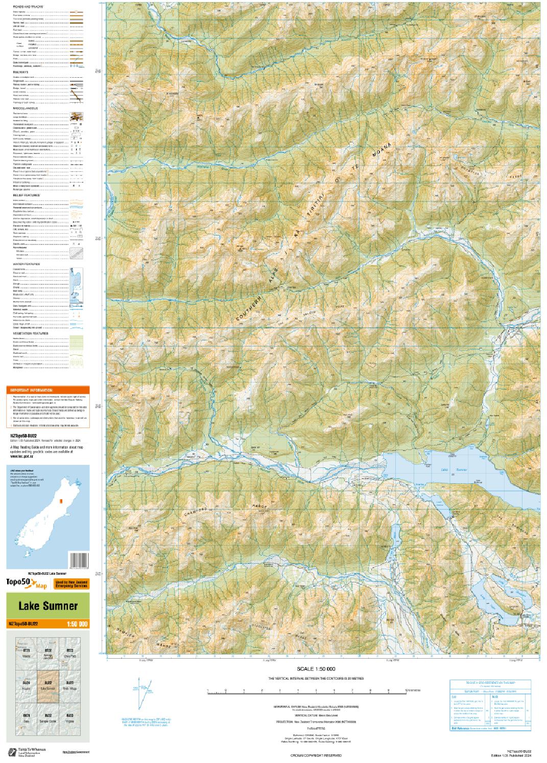 Topo map of Lake Sumner