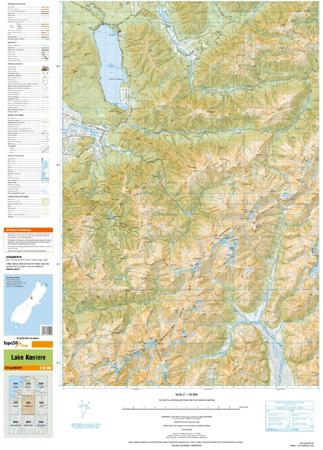 Topo map of Lake Kaniere
