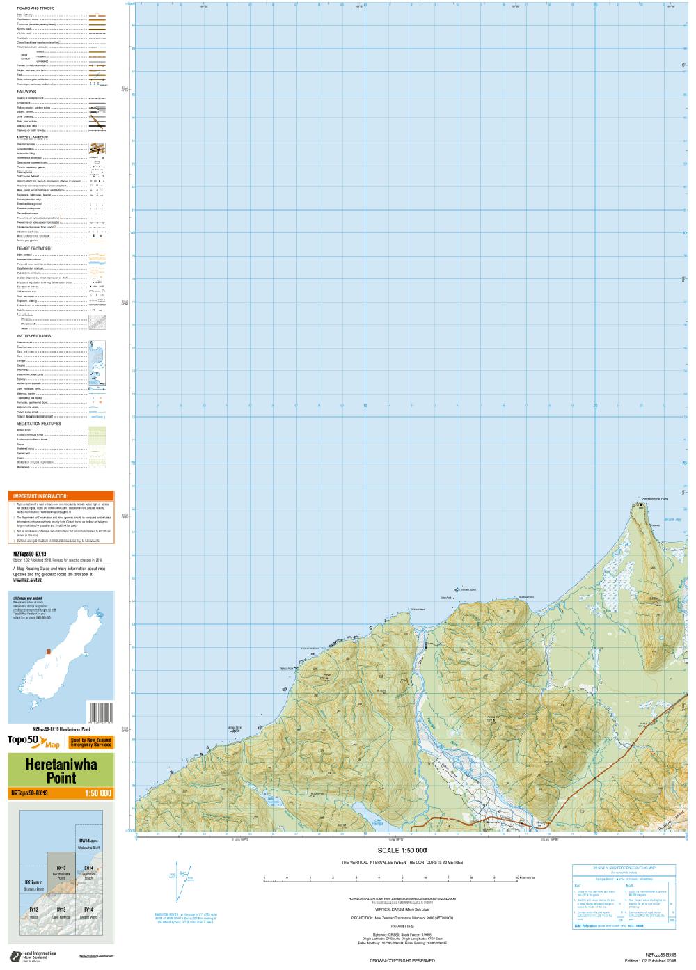 Topo map of Heretaniwha Point