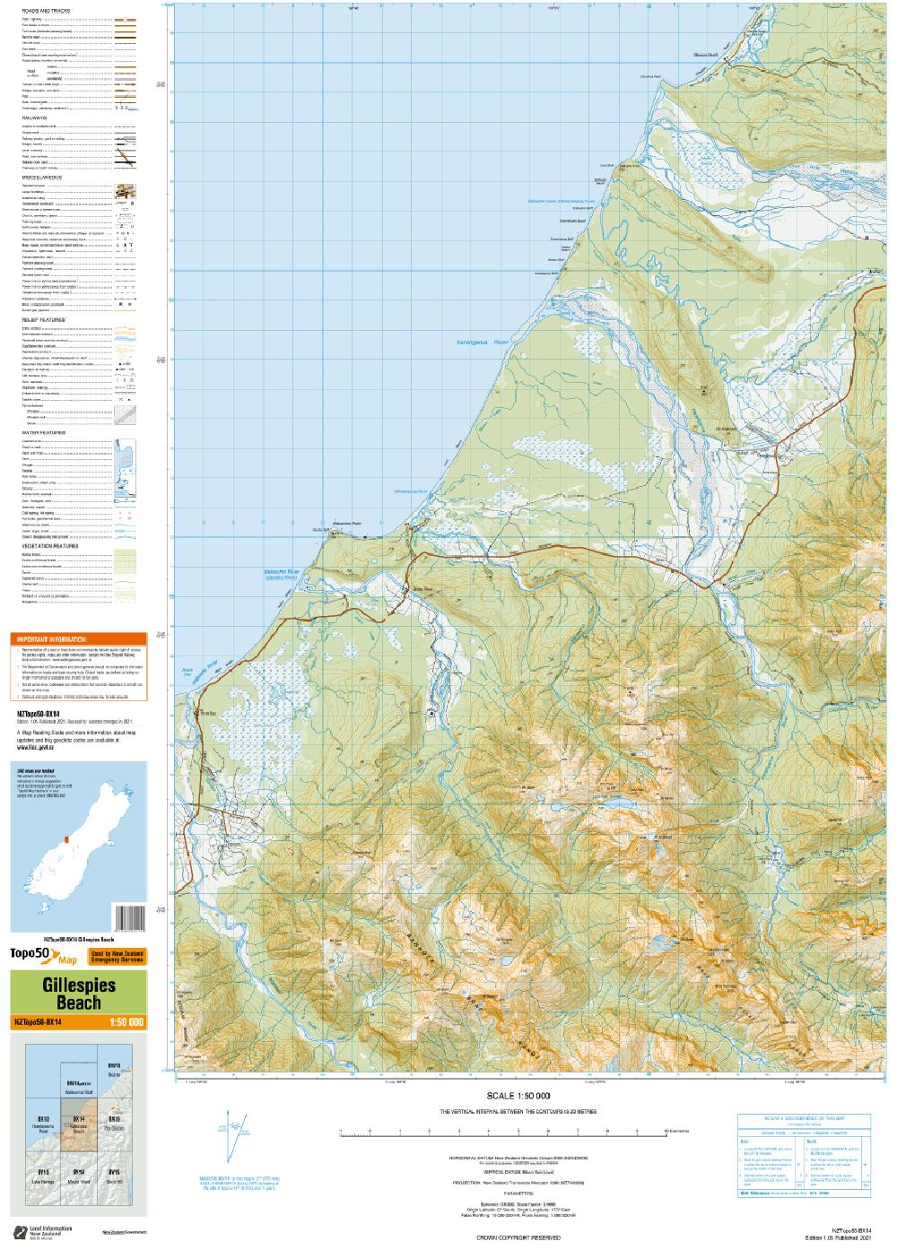 Topo map of Gillespies Beach