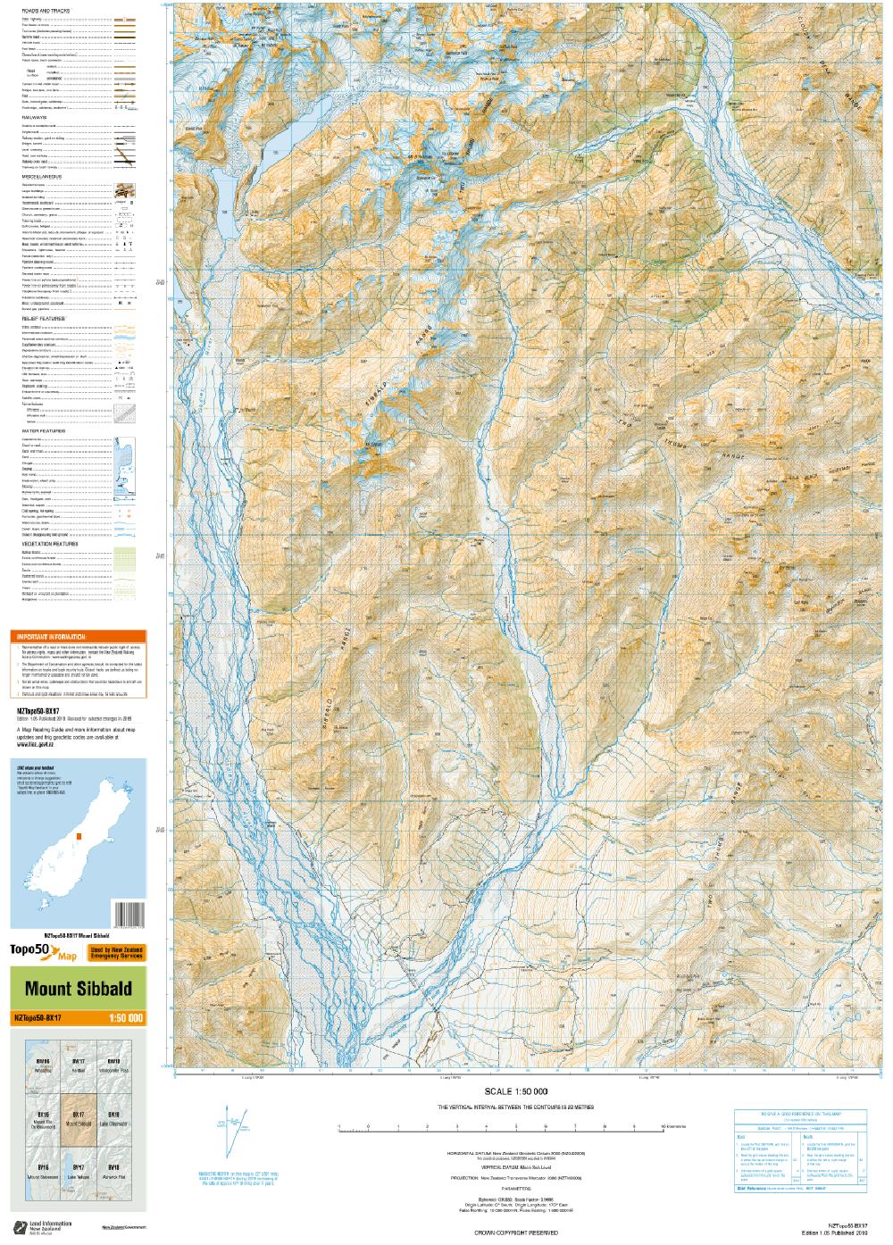 Topo map of Mount Sibbald