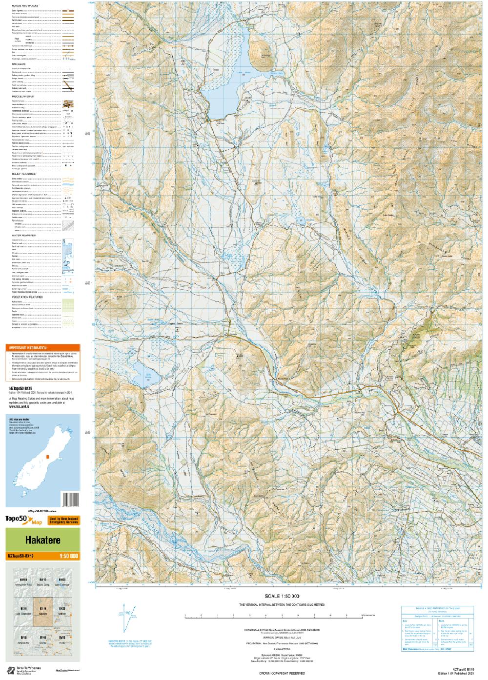 Topo map of Hakatere