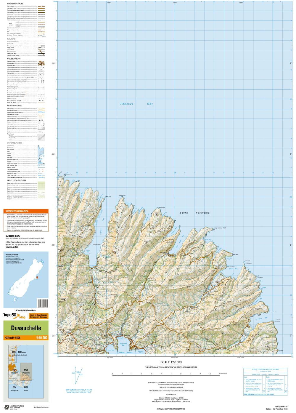 Topo map of Duvauchelle
