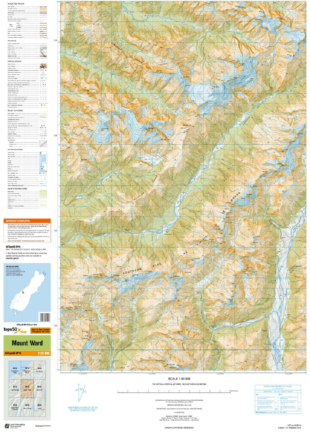 Topo map of Mount Ward