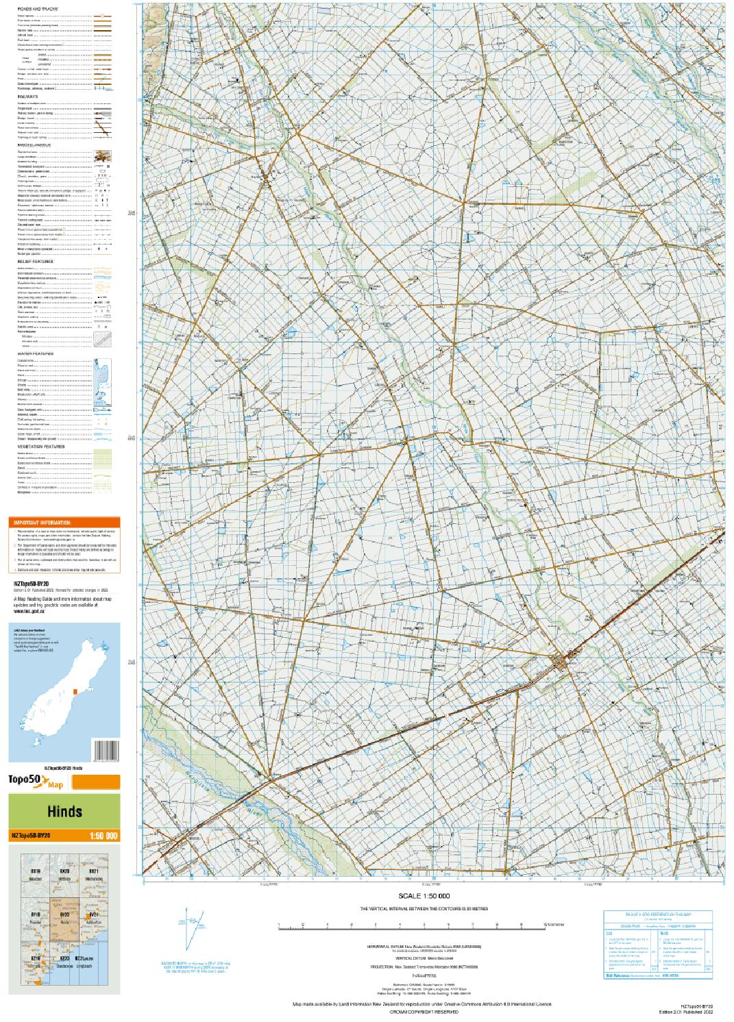 Topo map of Hinds