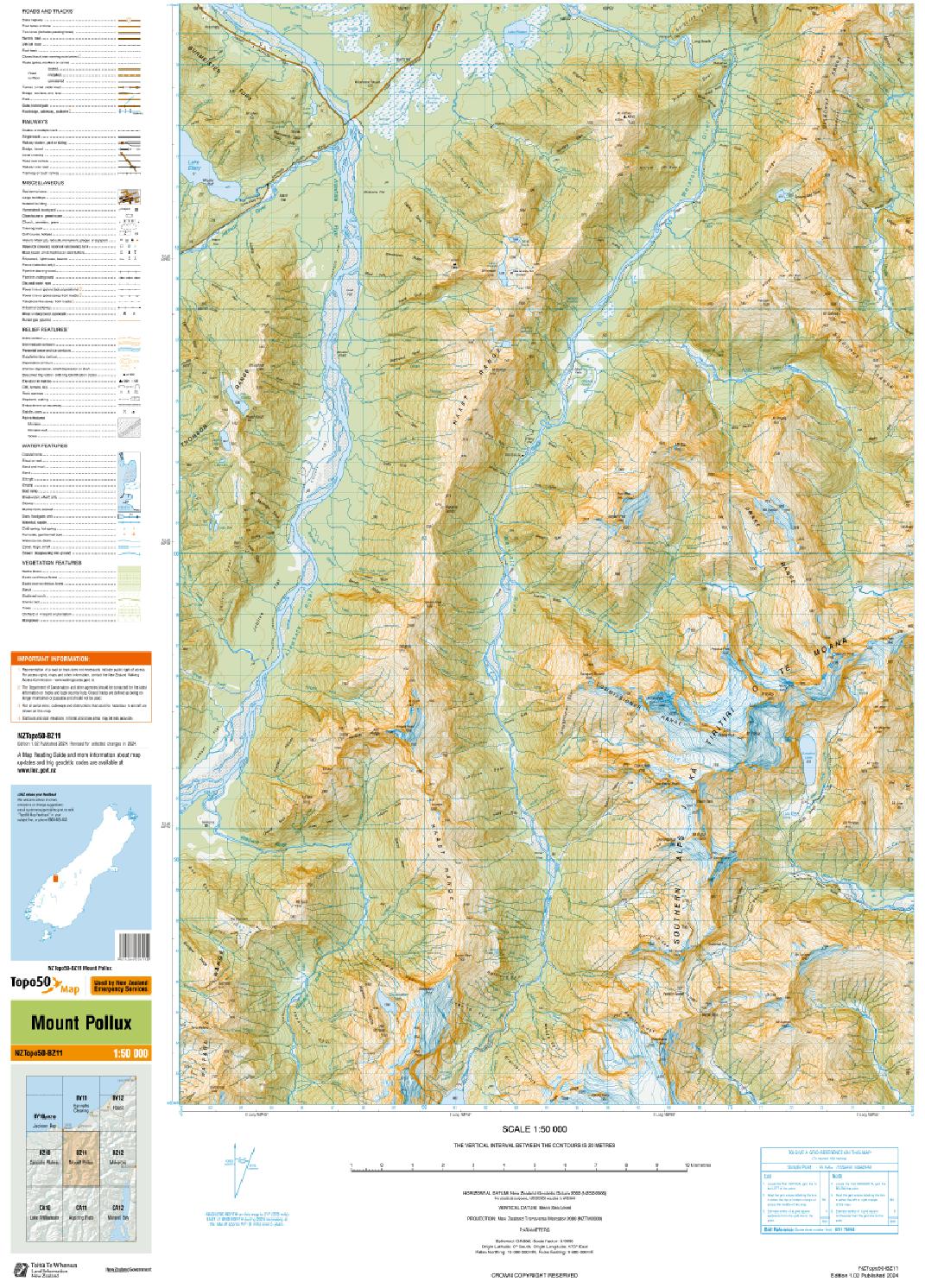 Topo map of Mount Pollux