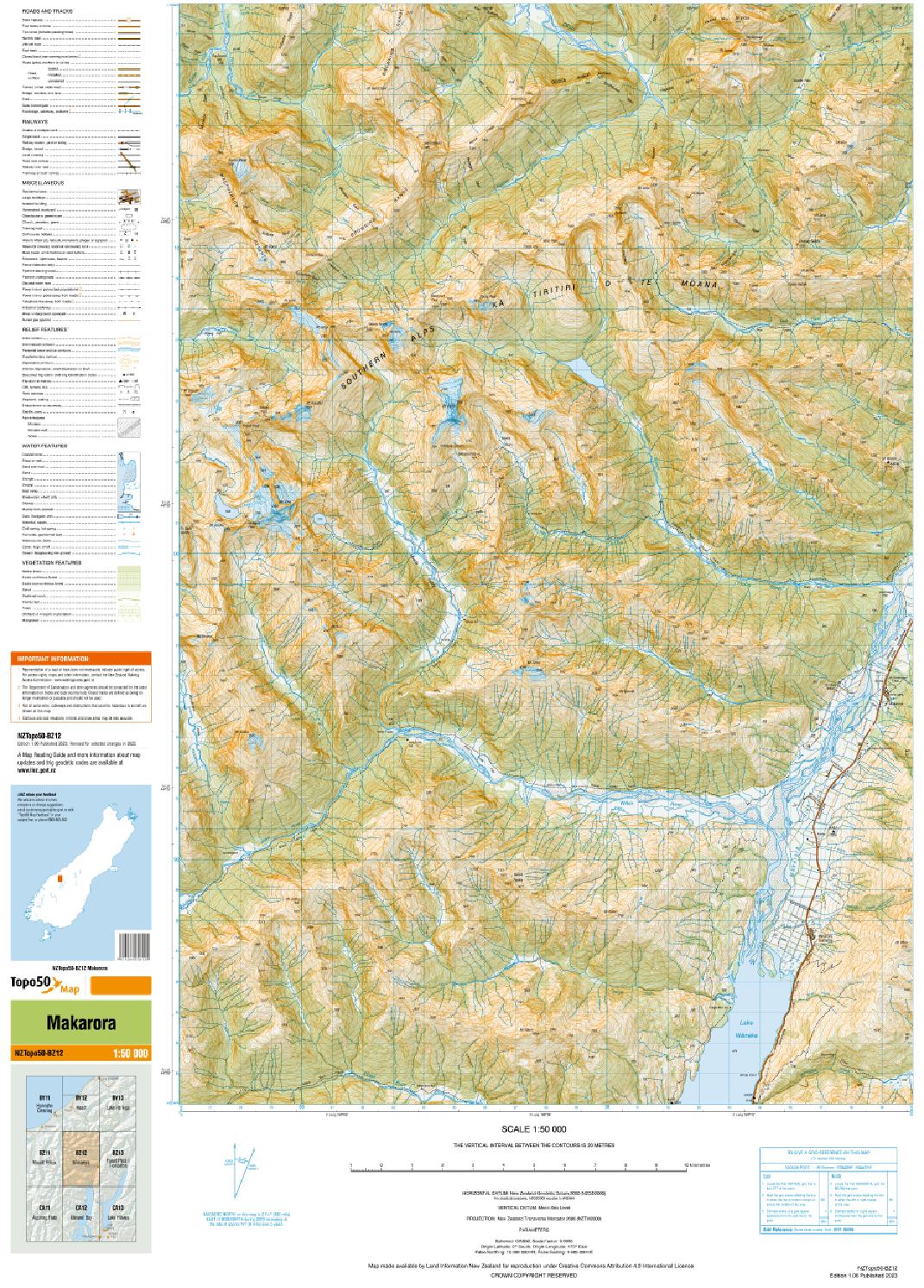Topo map of Makarora