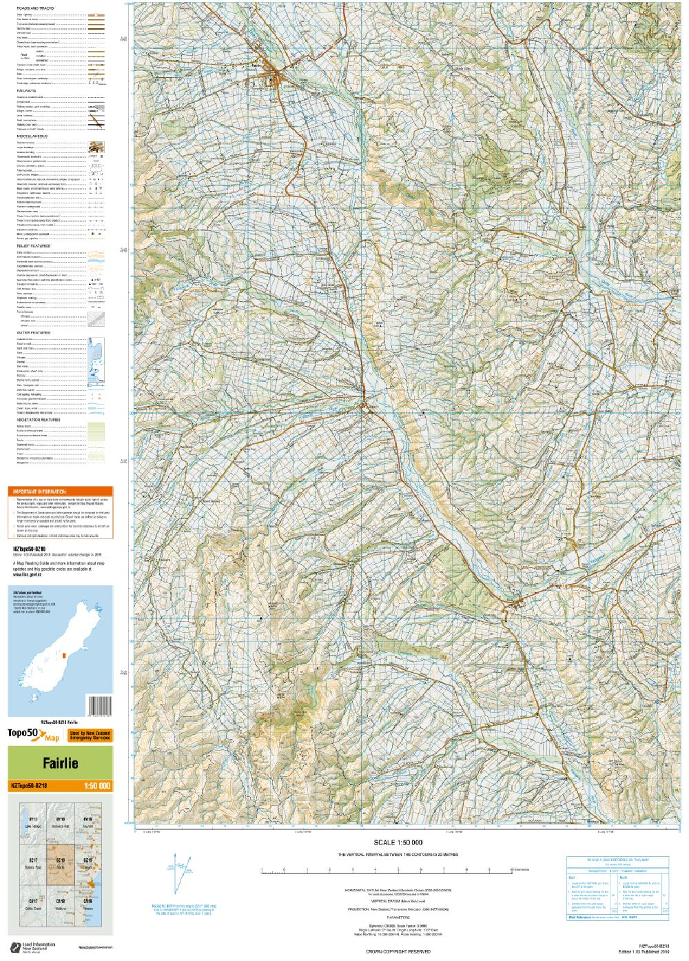 Topo map of Fairlie