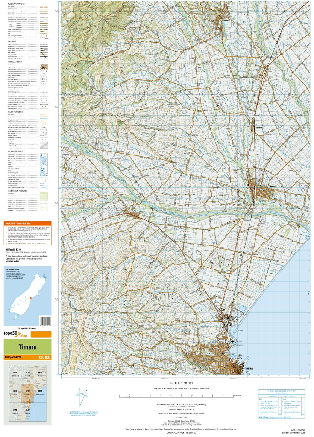 Topo map of Timaru