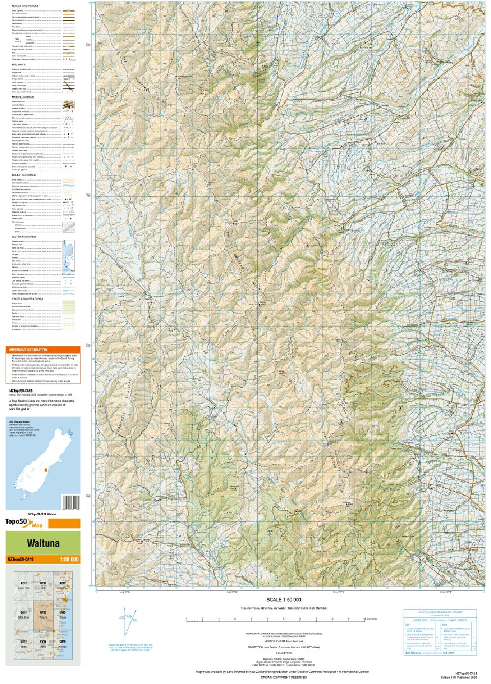 Topo map of Waituna