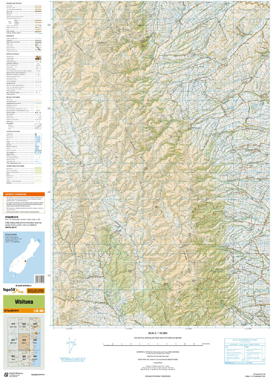 Topo map of Waituna