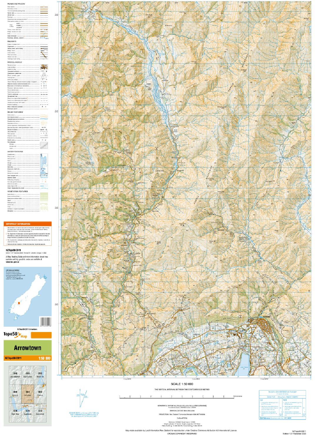 Topo map of Arrowtown